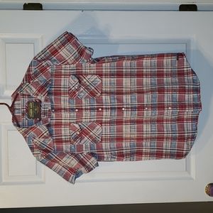 Knee Deep Farm Boy Pearl Snap Short Sleeve Shirt Mens Size Medium Western Rodeo